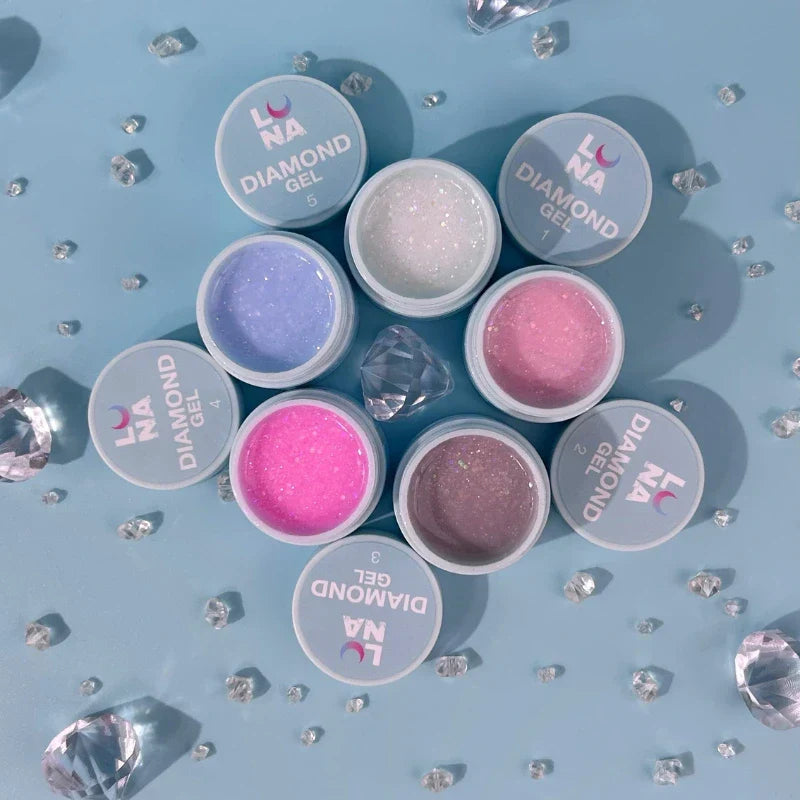 Stavební gely LUNAmoon – Premium Gel, Diamond Gel a Fiber Gel
