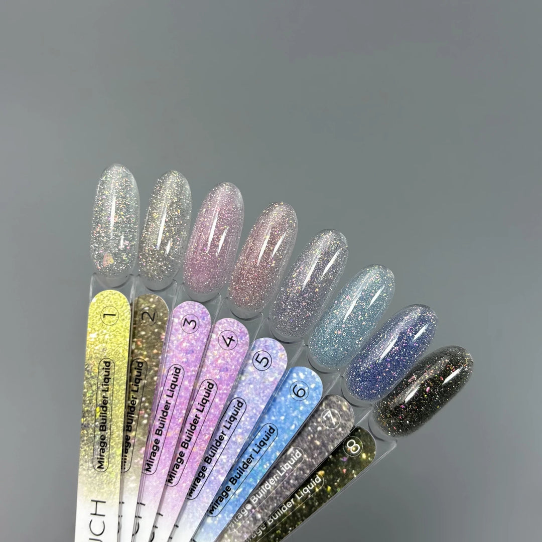 TOUCH Tekutý stavební gel MIRAGE 2, 15 ml, s třpytkama