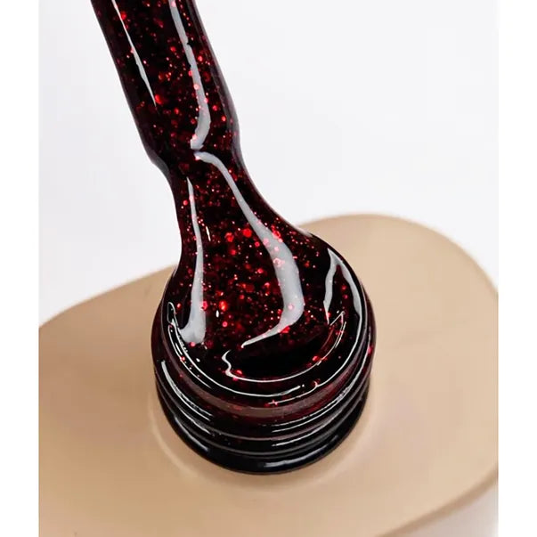 Dark Gel lak 112, 6 ml, červený s třpytkami