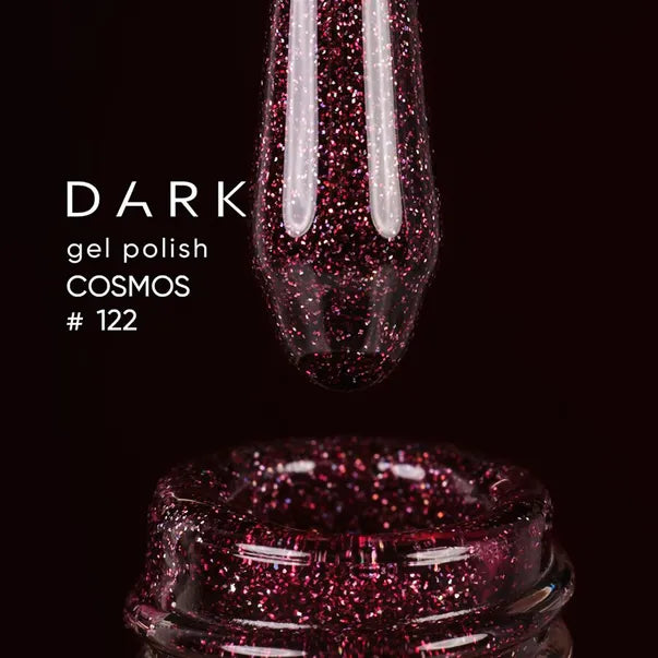 Dark Gel lak Cosmos 122, 6 ml, bordový s holografnými třpytkami