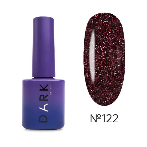 Dark Gel lak Cosmos 122, 6 ml, bordový s holografnými třpytkami