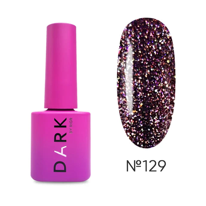 Dark Gel lak 129, 6 ml, fialovej s třpytkama