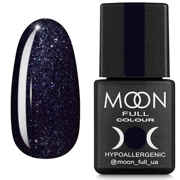 Moon Full Gel Polish №189 Black with Glitter, 8 ml