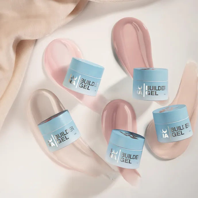 Builden Gel containers  on a light background