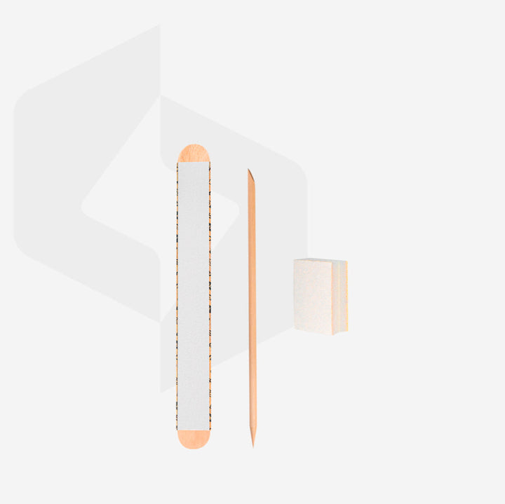 Jednorázová sada Staleks EXPERT 30 (papmAm Mix na dřevěném podkladu 100/180 grit, buffer 180/240 grit, pomerančové dřívko 110 mm)