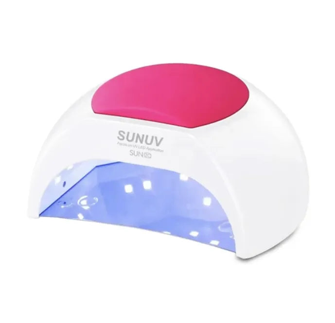 White and pink SUNUV nail lamp on a white background