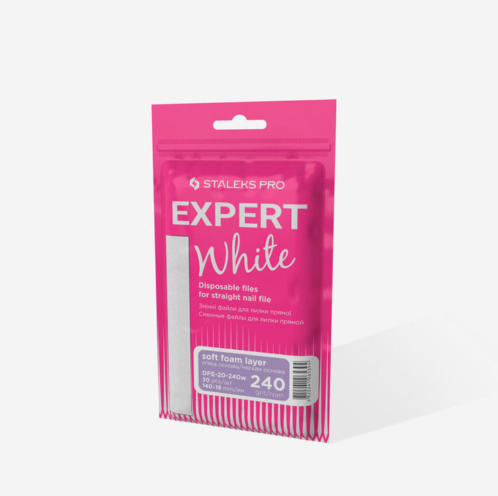 Jednorázové bílé pilníky papmAm na měkké pěnové vrstvě EXPERT 20, 240w grit (30 ks)