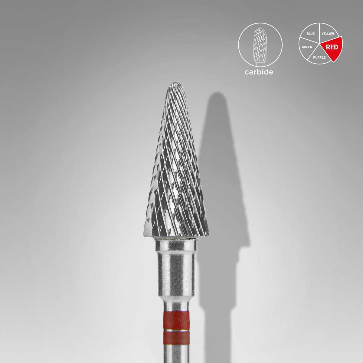 STALEKS PRO Karbidová fréza pro leváky Cone, červená, Ø 6 mm / 14 mm