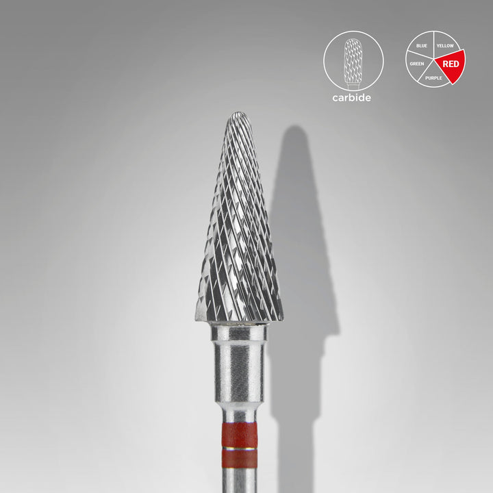 STALEKS PRO Karbidová fréza pro leváky Cone, červená, Ø 6 mm / 14 mm