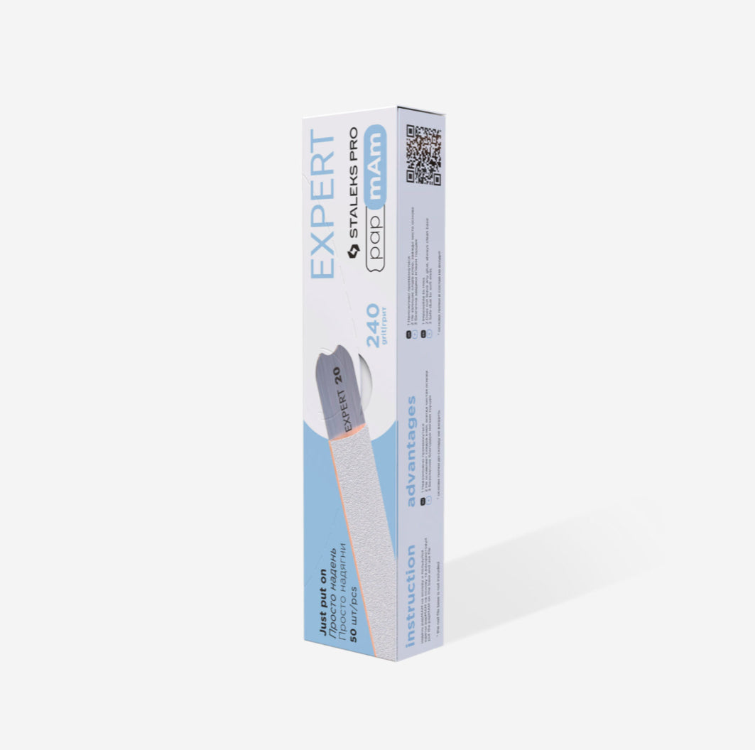 Jednorázové bílé pilníky papmAm Staleks EXPERT 22 240 grit (50 ks)