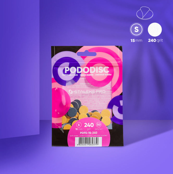 Jednorázové pilníky s měkkou základnou pro pedikérní disk Pododisc Staleks Pro S, 240 grit (50 ks) PDFS-15-240