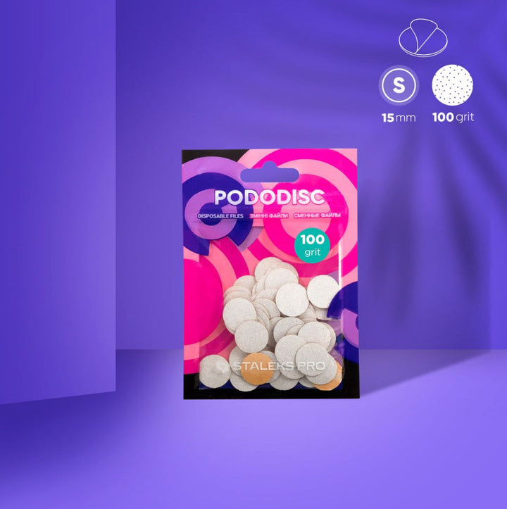 Bílé jednorázové pilníky s měkkou základnou pro pedikérní disk Pododisc Staleks Pro S, 100 grit (50 ks) PDFS-15-100w