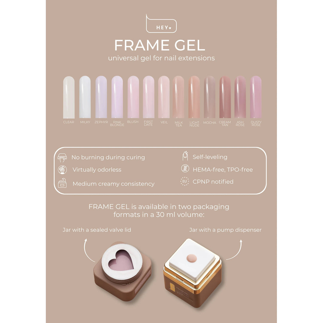 HEYLOVE Frame stavební gel BLUSH, 30 ml (v kelímku)