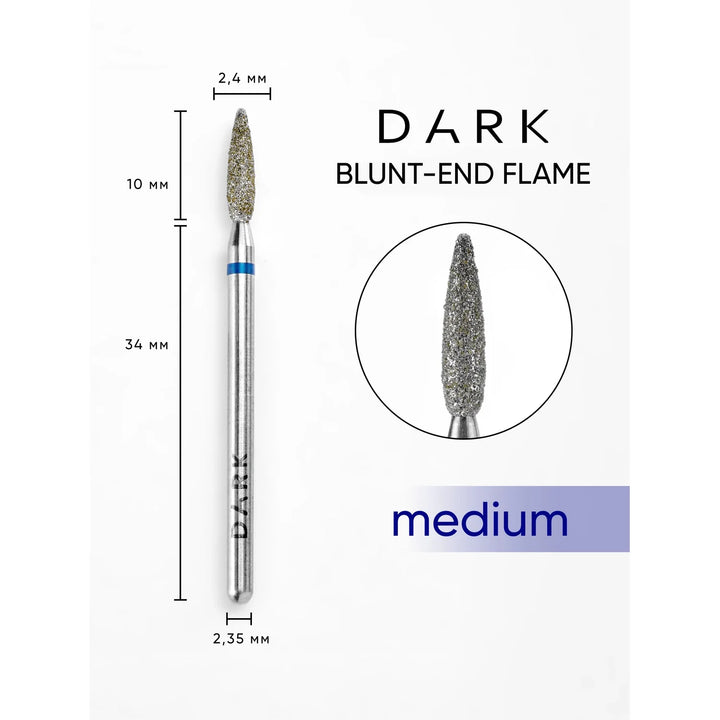 DARK Diamantová fréza Blunt-End Flame 2,4x10 mm (modrá)
