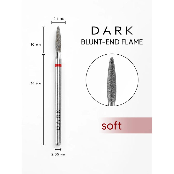 DARK Diamantová fréza Blunt-End Flame 2,1x10 mm (červená)