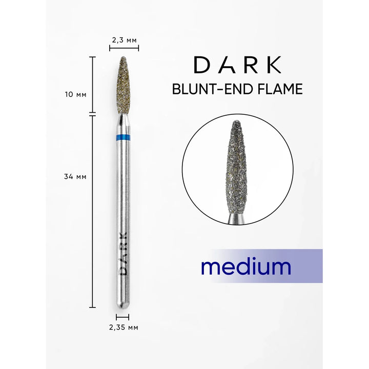 DARK Diamantová fréza Blunt-End Flame 2,3x10 mm (modrá)