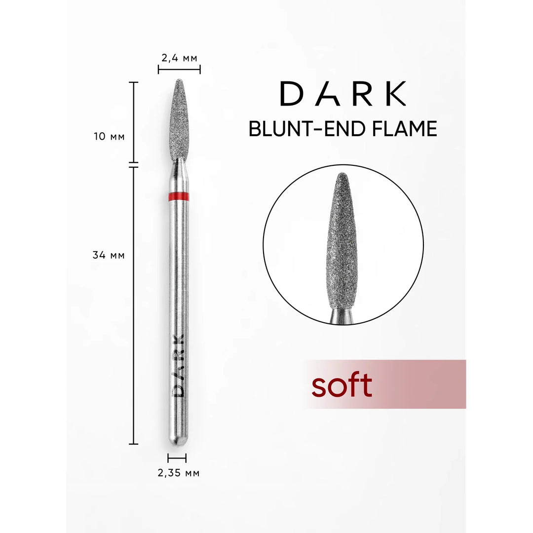 DARK Diamantová fréza Blunt-End Flame 2,4x10 mm (červená)