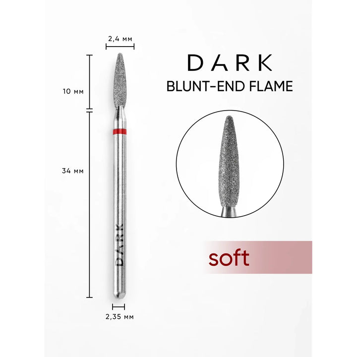 DARK Diamantová fréza Blunt-End Flame 2,4x10 mm (červená)
