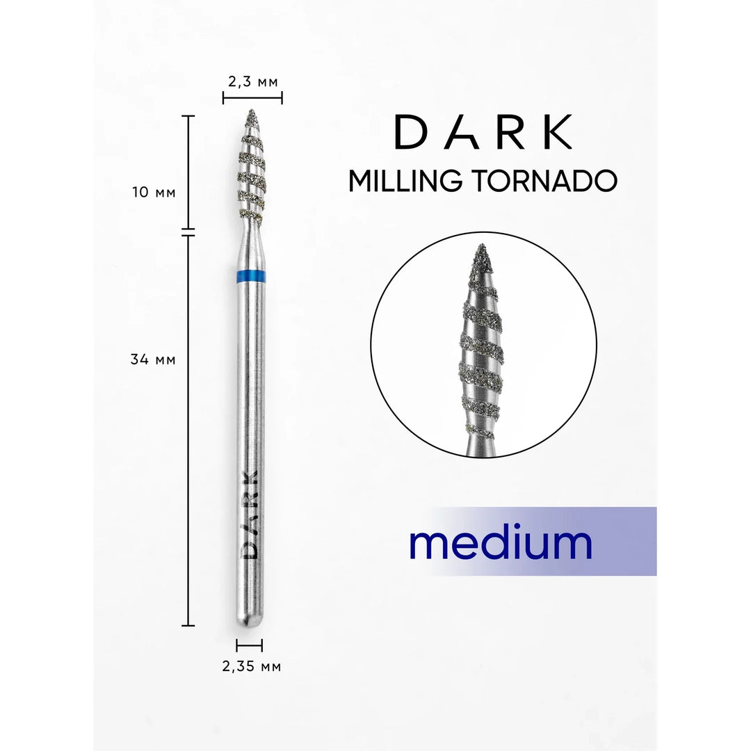 DARK Diamantová fréza Tornado Flame 2,3x10 mm (modrá)