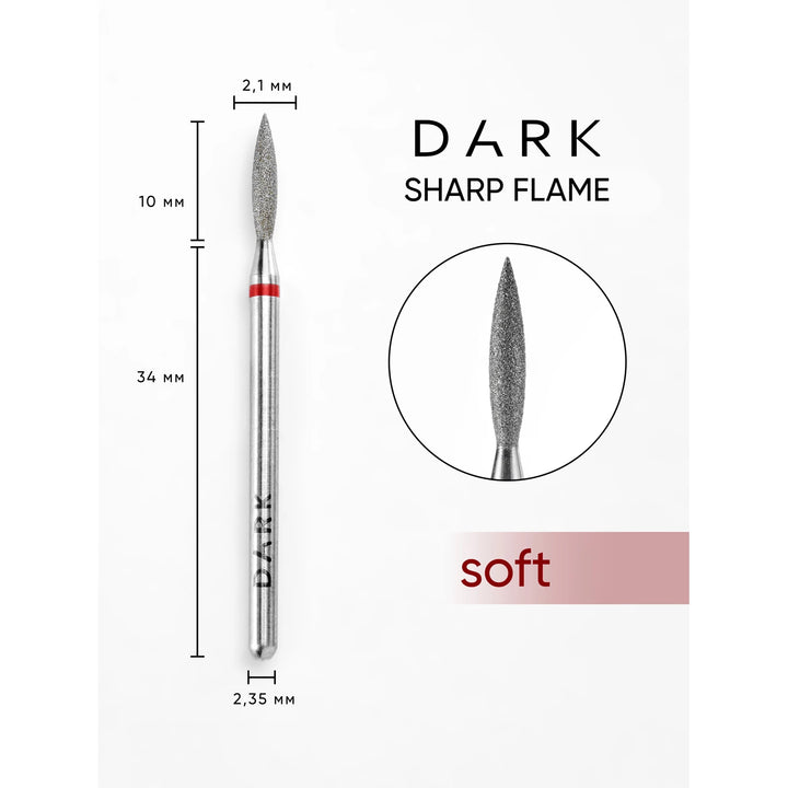 DARK Diamantová frézka Sharp Flame 2,1x10 mm (červená)