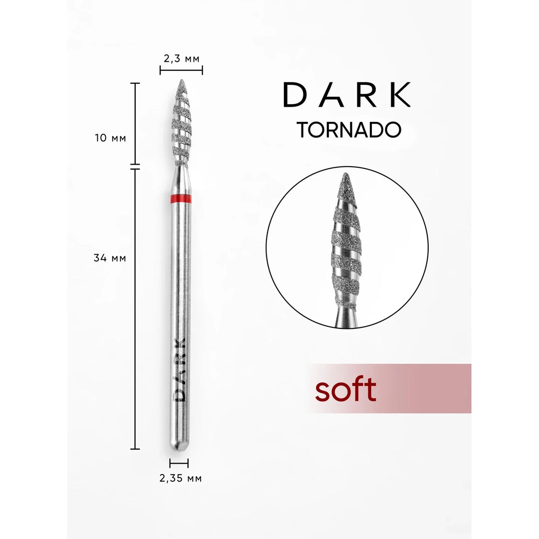 DARK Diamantová fréza Tornado Flame 2,3x10 mm (červená)