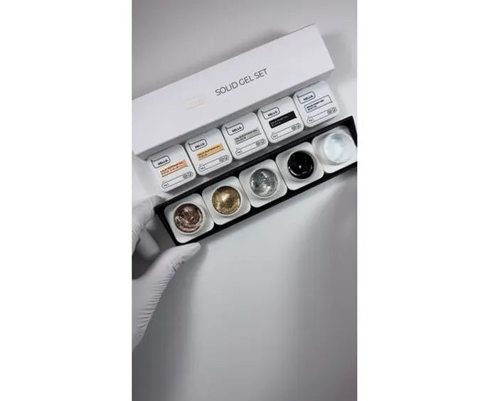 HEYLOVE Solid gel set with containers and a box on a gray background