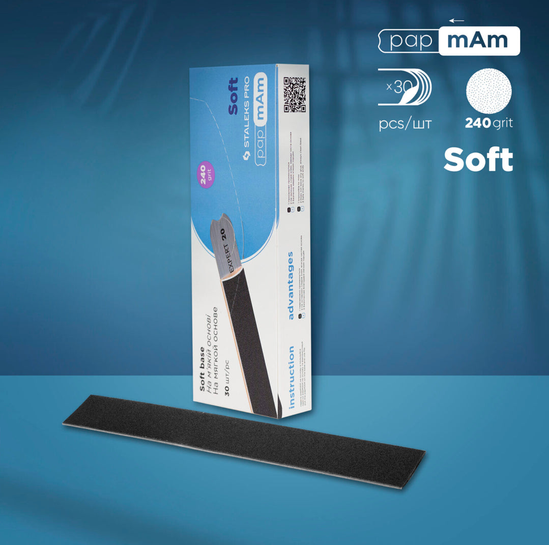 Jednorázové pilníky papmAm (měkká základna) Staleks Pro Expert 20, 240 grit (30 ks) DFCE-20-240