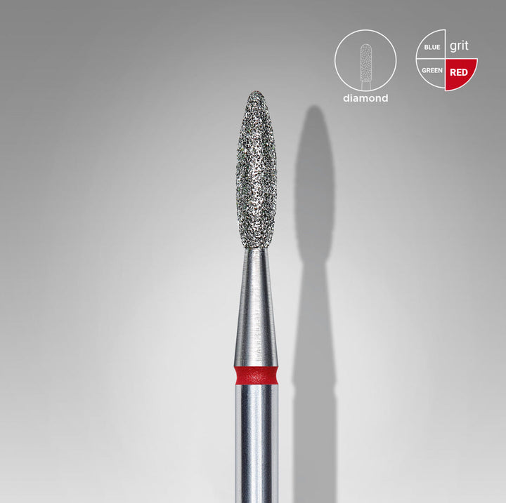 Diamantový nástavec „flame“, červený, průměr hlavy 2,1 mm / pracovní část 8 mm FA10R021/8