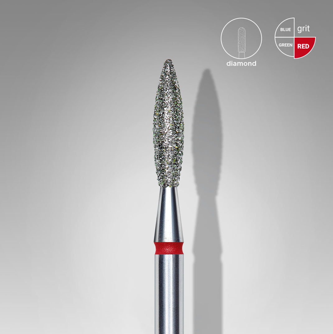 Diamantový nástavec „flame“, červený, průměr hlavy 2,3 mm / pracovní část 10 mm FA10R023/10