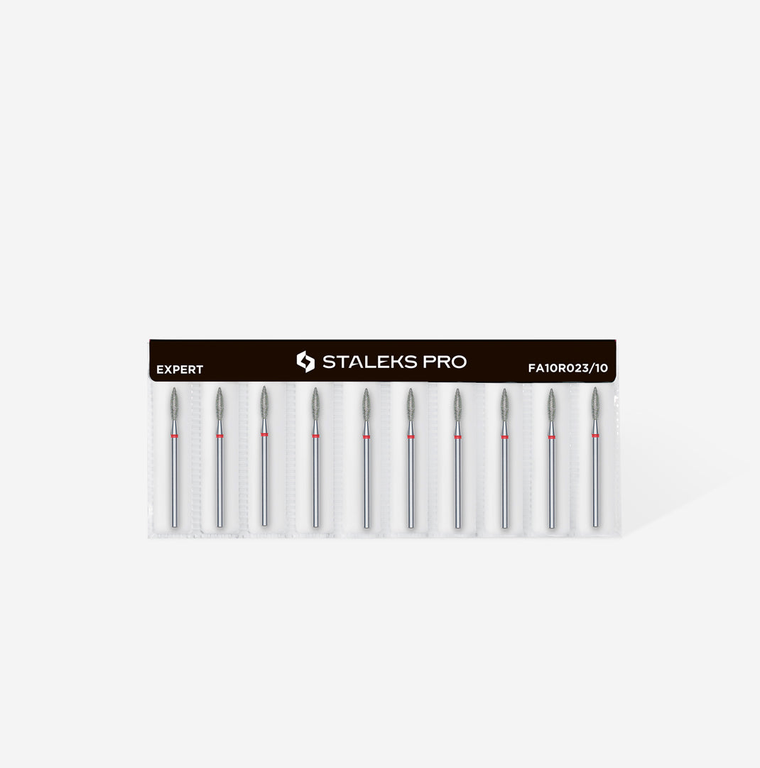 Diamantový nástavec „flame“, červený, průměr hlavy 2,3 mm / pracovní část 10 mm FA10R023/10