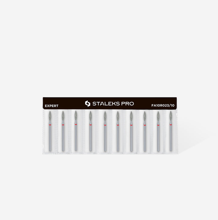 Diamantový nástavec „flame“, červený, průměr hlavy 2,3 mm / pracovní část 10 mm FA10R023/10