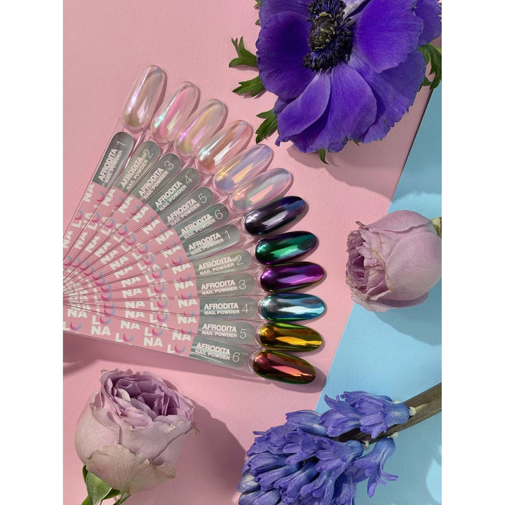 LUNAmoon Afrodita Sada nail powder prášků, 6 ks