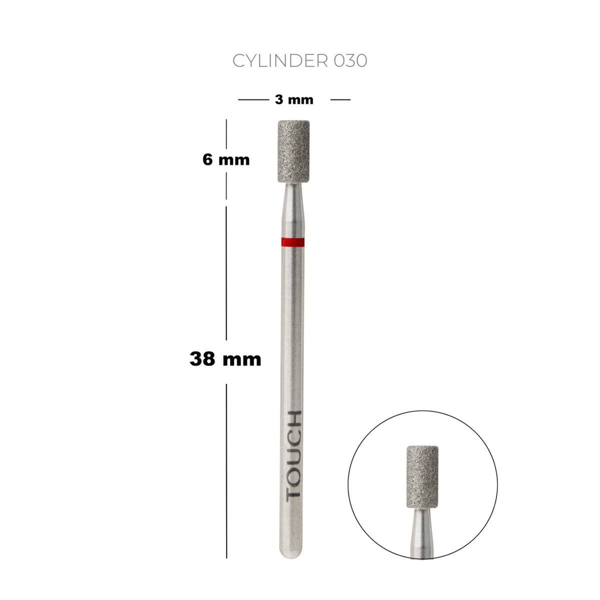 TOUCH Diamantová fréza Cylinder 3,0 mm, červená