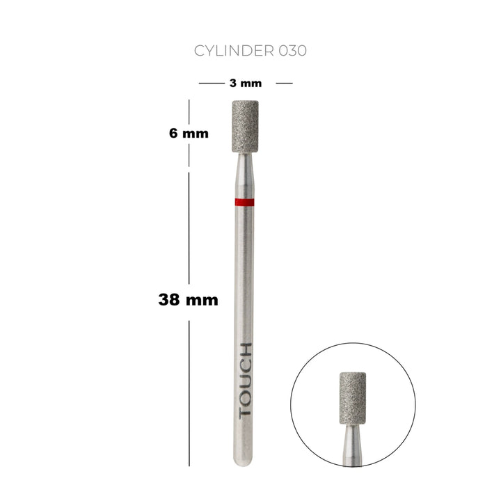 TOUCH Diamantová fréza Cylinder 3,0 mm, červená