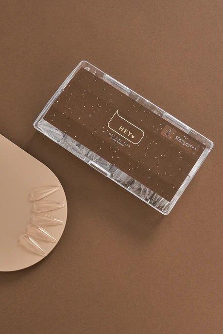 HEYLOVE nail tips in brown box, stiletto medium