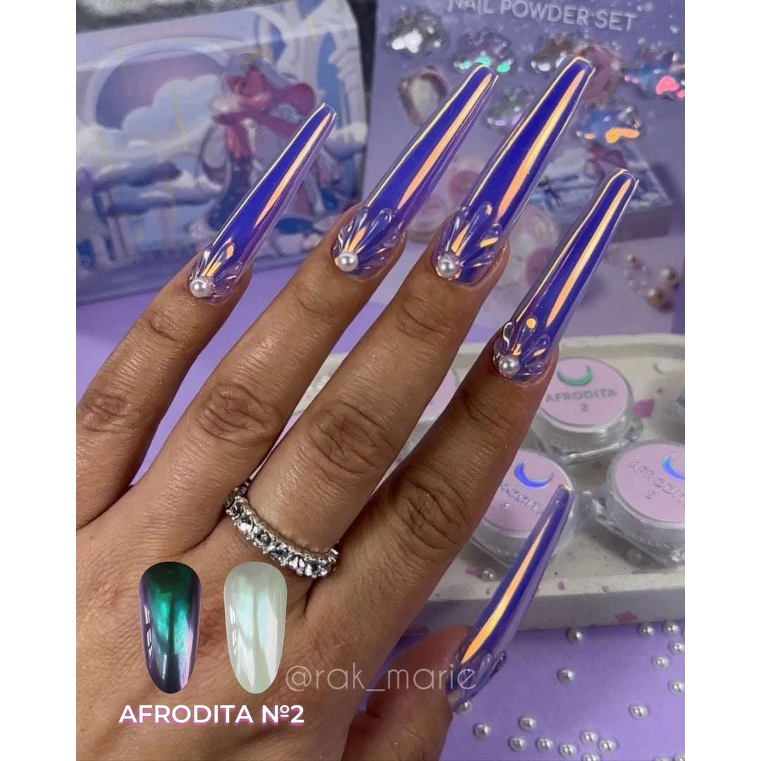 LUNAmoon Afrodita Sada nail powder prášků, 6 ks