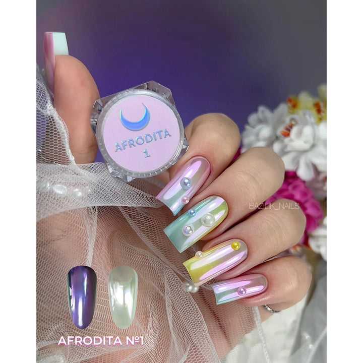 LUNAmoon Afrodita Sada nail powder prášků, 6 ks