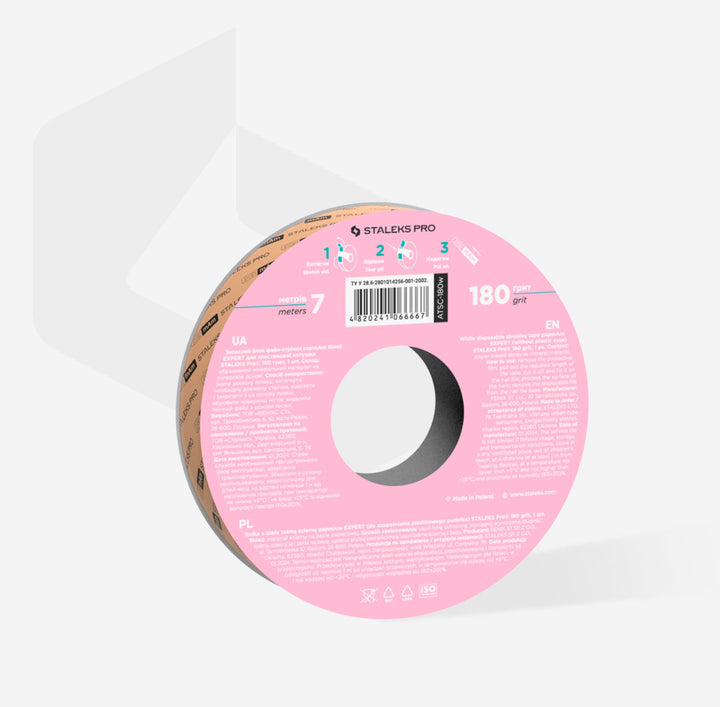 Bílá jednorázová brusná páska papmAm EXPERT (bez plastového pouzdra) Staleks Pro, 180 grit