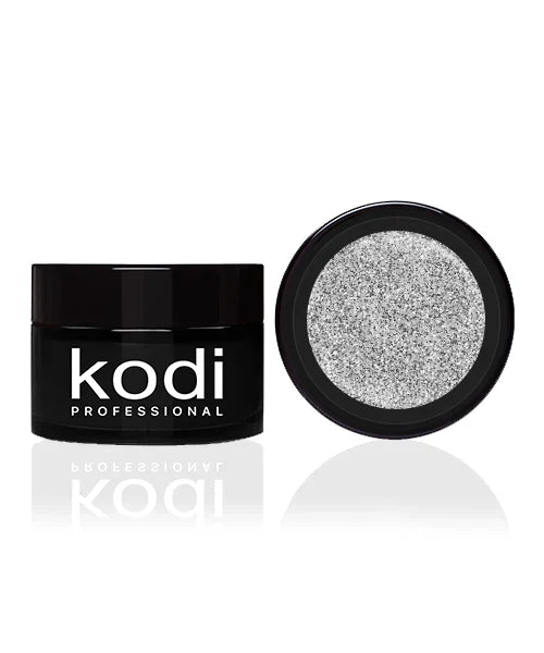 Kodi Professional jar with silver glitter on a white background