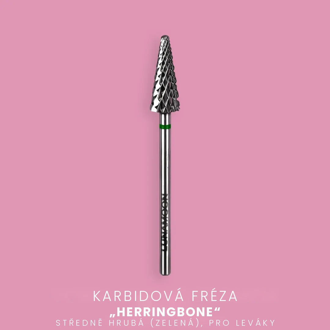 LUNA Karbidová fréza Herringbone, zelená, 4,5 mm, pro leváky