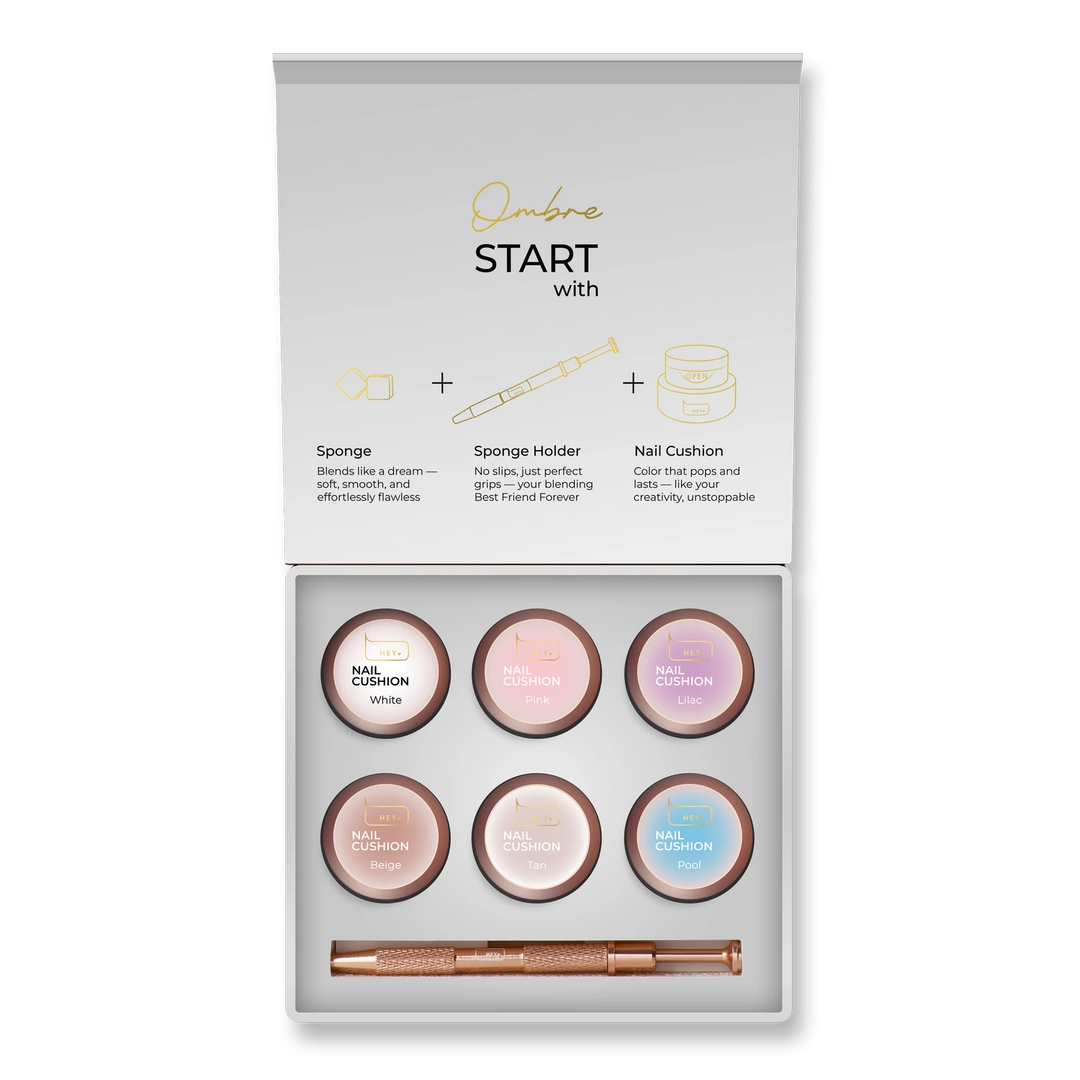 HEYLOVE Nail Cushion Set White – sada gelových barev na ombré, jemné odstíny, 6 x 2 g