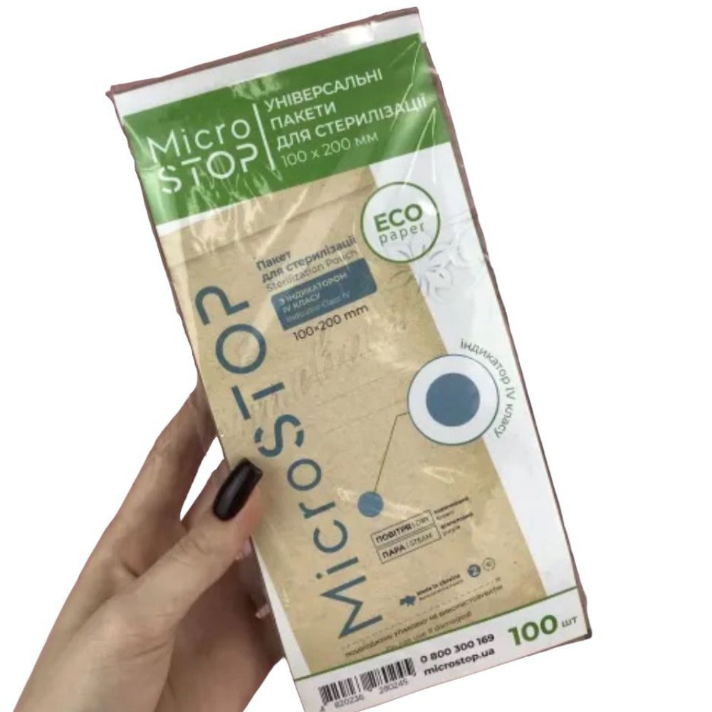 MicroSTOP sterilizační kraftové sáčky s indikátorem, 100×200 mm
