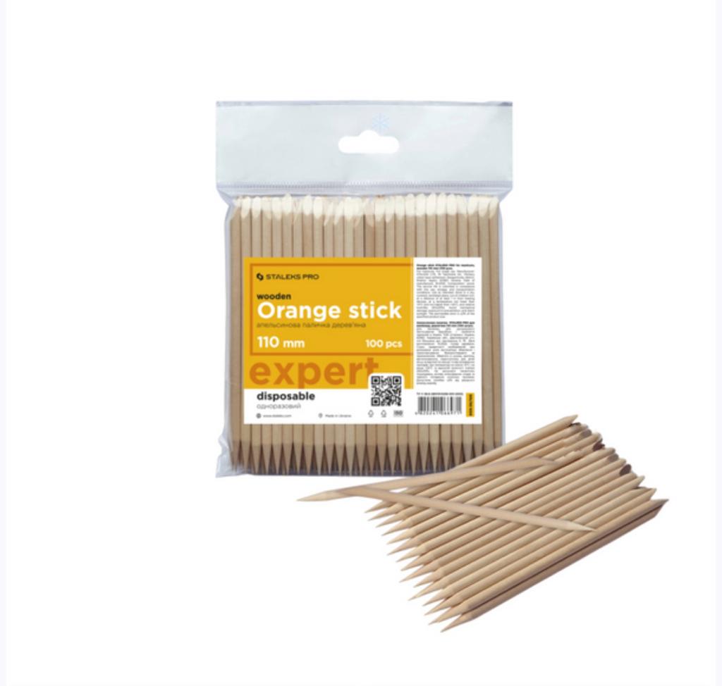 Oranžové dřívko na manikúru, dřevěné STALEKS