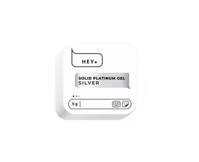 Solid platinum gel silver packaging with 'HEYLOVE' branding on a white background