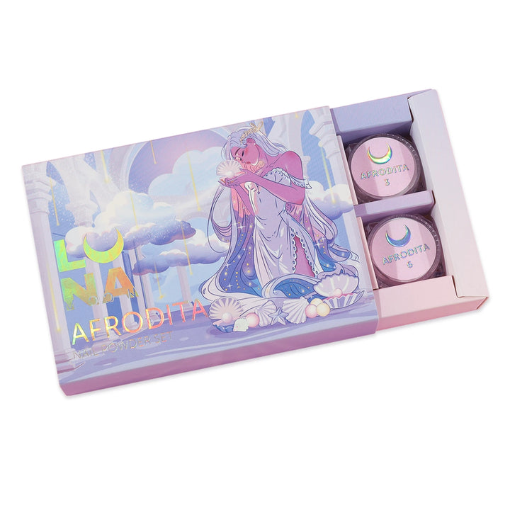 LUNAmoon Afrodita Sada nail powder prášků, 6 ks