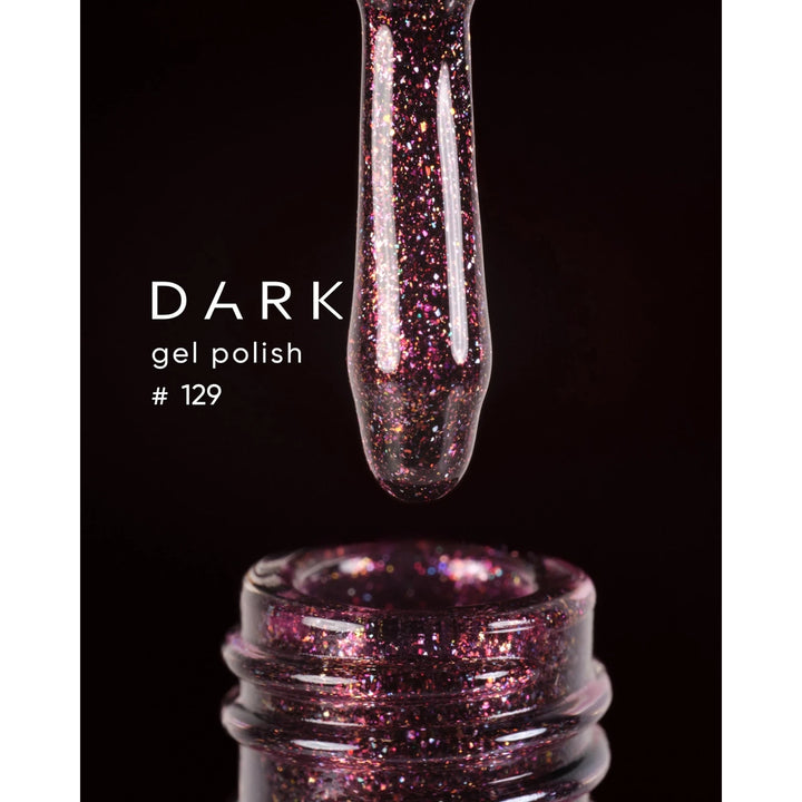 DARK Gel lak 129, fialový s třpytkami