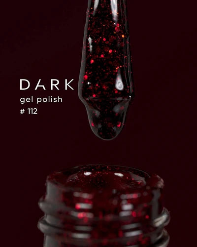 Dark Gel lak 112, 10 ml, červený s třpytkami