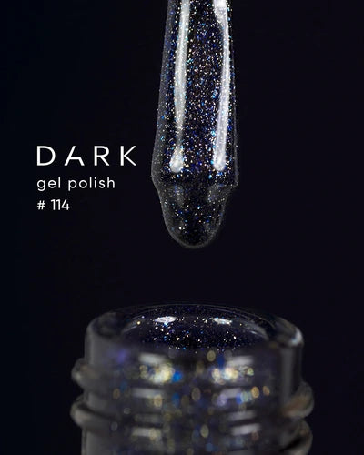 Dark Gel lak 114, 6 ml, modrý s třpytkama