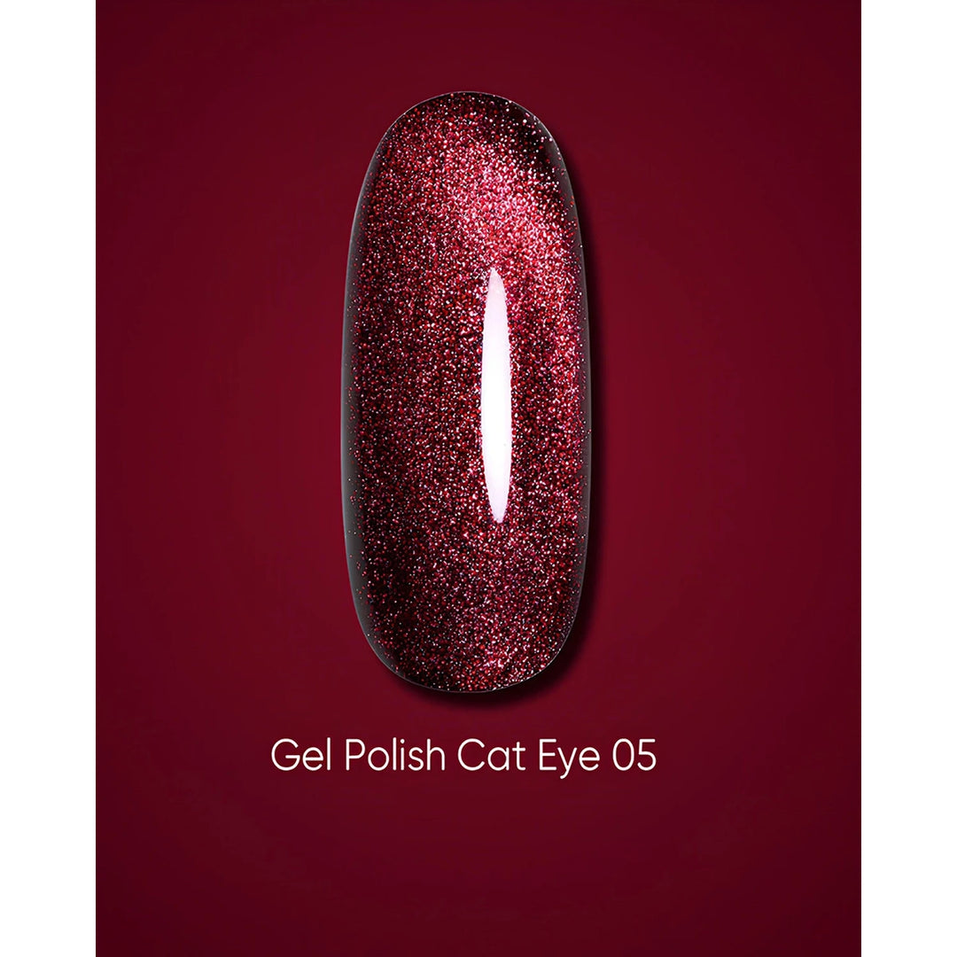 Dark Gel lak Cat Eye 05, 10 ml, červený