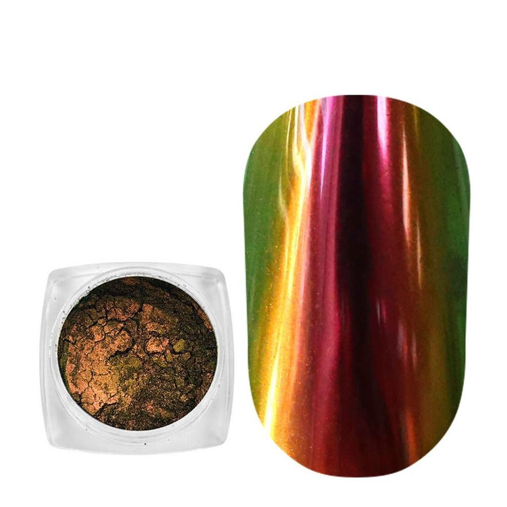 Komilfo třpytivý prášek Beetle č. 002 (zeleno-růžovo-zlatý), 0,5 g